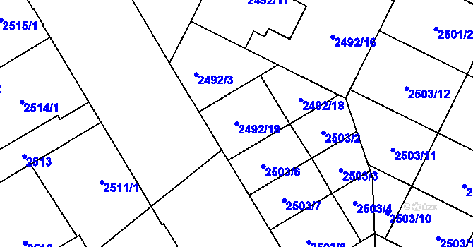 Parcela st. 2492/19 v KÚ Opava-Předměstí, Katastrální mapa
