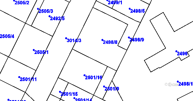 Parcela st. 2498/8 v KÚ Opava-Předměstí, Katastrální mapa
