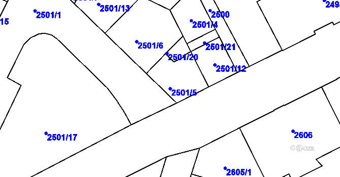 Parcela st. 2501/5 v KÚ Opava-Předměstí, Katastrální mapa