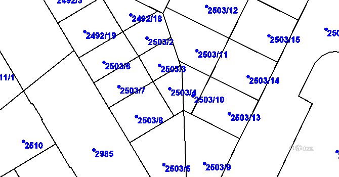 Parcela st. 2503/4 v KÚ Opava-Předměstí, Katastrální mapa