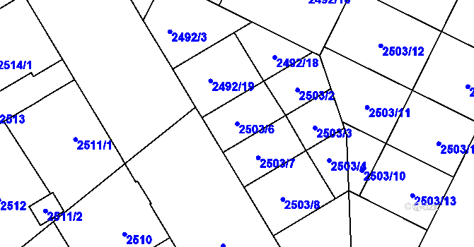 Parcela st. 2503/6 v KÚ Opava-Předměstí, Katastrální mapa