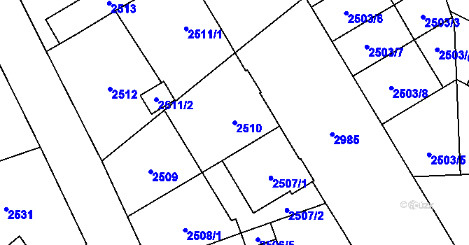 Parcela st. 2510 v KÚ Opava-Předměstí, Katastrální mapa
