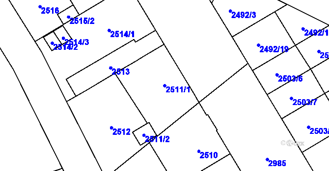 Parcela st. 2511/1 v KÚ Opava-Předměstí, Katastrální mapa