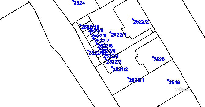 Parcela st. 2522/4 v KÚ Opava-Předměstí, Katastrální mapa