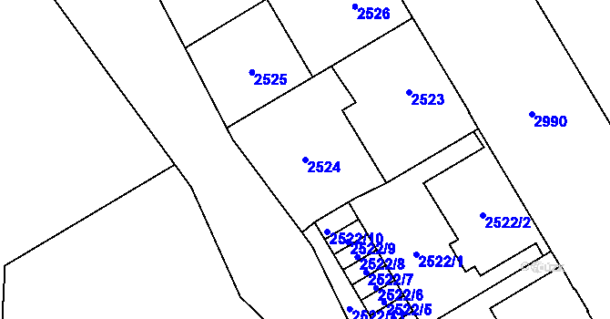Parcela st. 2524 v KÚ Opava-Předměstí, Katastrální mapa