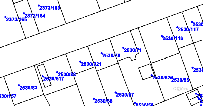 Parcela st. 2530/78 v KÚ Opava-Předměstí, Katastrální mapa