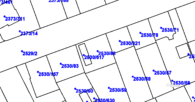 Parcela st. 2530/88 v KÚ Opava-Předměstí, Katastrální mapa