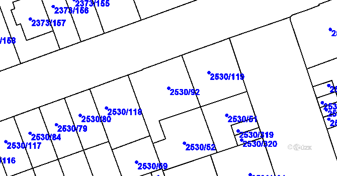 Parcela st. 2530/92 v KÚ Opava-Předměstí, Katastrální mapa