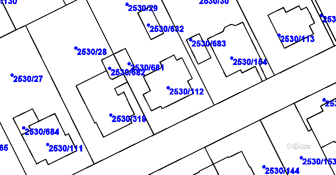 Parcela st. 2530/112 v KÚ Opava-Předměstí, Katastrální mapa