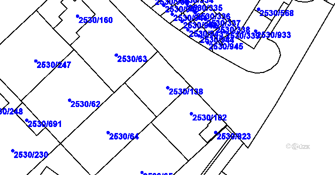 Parcela st. 2530/138 v KÚ Opava-Předměstí, Katastrální mapa