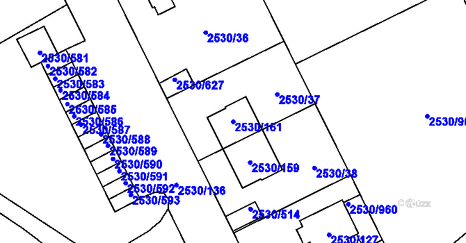 Parcela st. 2530/161 v KÚ Opava-Předměstí, Katastrální mapa