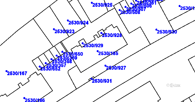 Parcela st. 2530/185 v KÚ Opava-Předměstí, Katastrální mapa