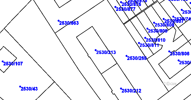 Parcela st. 2530/213 v KÚ Opava-Předměstí, Katastrální mapa