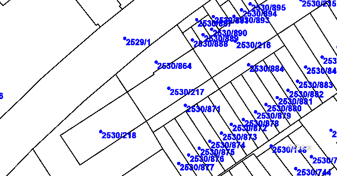 Parcela st. 2530/217 v KÚ Opava-Předměstí, Katastrální mapa