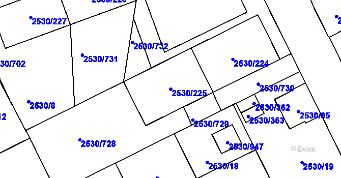 Parcela st. 2530/225 v KÚ Opava-Předměstí, Katastrální mapa