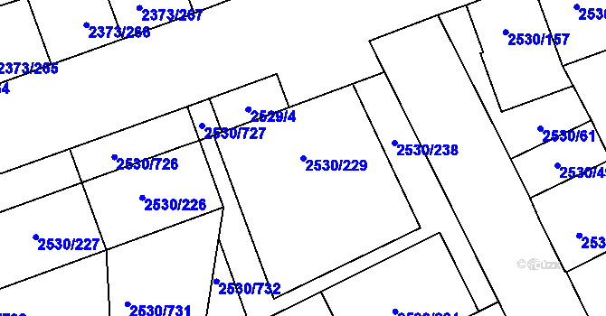 Parcela st. 2530/229 v KÚ Opava-Předměstí, Katastrální mapa