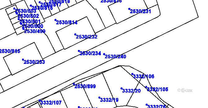 Parcela st. 2530/240 v KÚ Opava-Předměstí, Katastrální mapa