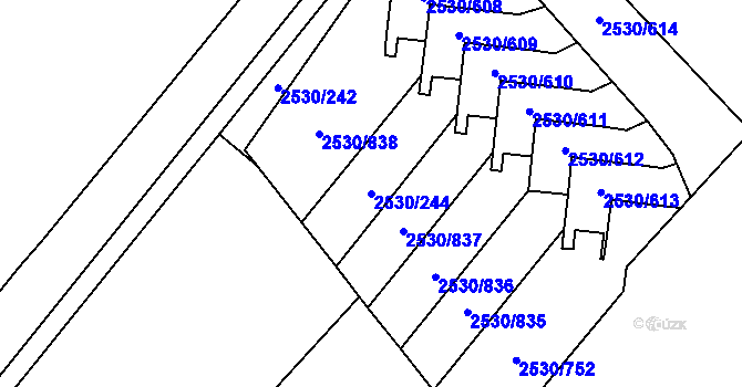 Parcela st. 2530/244 v KÚ Opava-Předměstí, Katastrální mapa