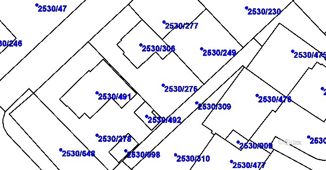 Parcela st. 2530/276 v KÚ Opava-Předměstí, Katastrální mapa