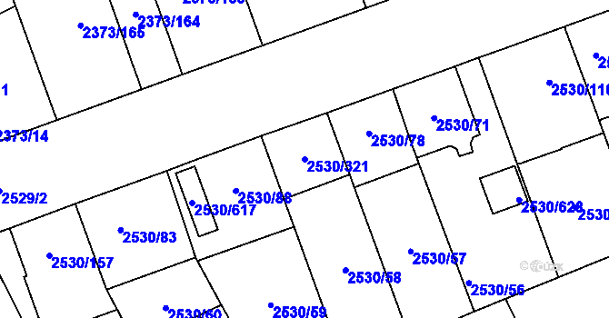 Parcela st. 2530/321 v KÚ Opava-Předměstí, Katastrální mapa