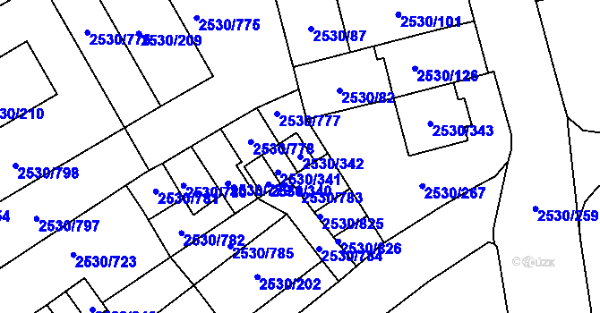 Parcela st. 2530/342 v KÚ Opava-Předměstí, Katastrální mapa
