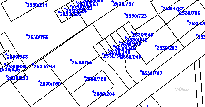 Parcela st. 2530/347 v KÚ Opava-Předměstí, Katastrální mapa