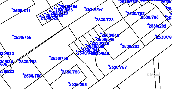 Parcela st. 2530/349 v KÚ Opava-Předměstí, Katastrální mapa