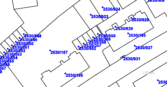 Parcela st. 2530/357 v KÚ Opava-Předměstí, Katastrální mapa