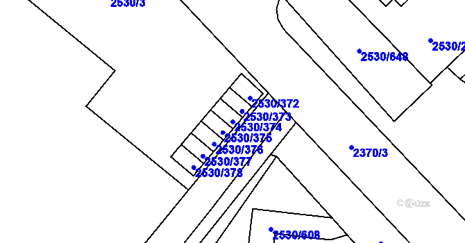 Parcela st. 2530/374 v KÚ Opava-Předměstí, Katastrální mapa