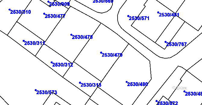Parcela st. 2530/479 v KÚ Opava-Předměstí, Katastrální mapa
