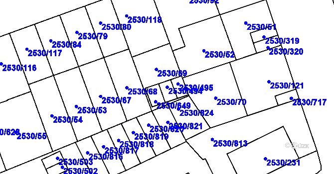 Parcela st. 2530/494 v KÚ Opava-Předměstí, Katastrální mapa