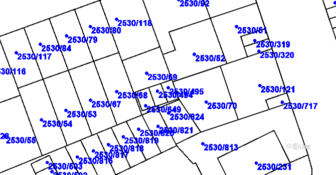 Parcela st. 2530/495 v KÚ Opava-Předměstí, Katastrální mapa