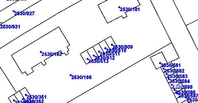 Parcela st. 2530/511 v KÚ Opava-Předměstí, Katastrální mapa