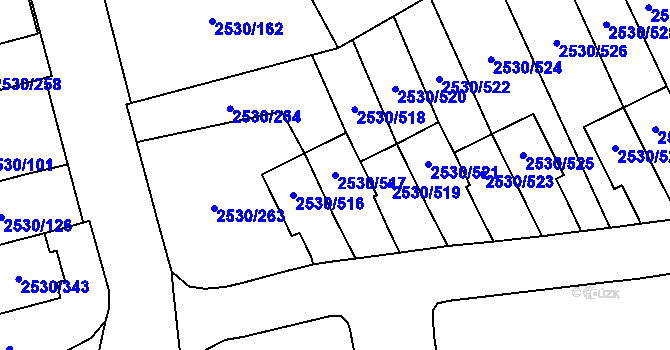 Parcela st. 2530/517 v KÚ Opava-Předměstí, Katastrální mapa