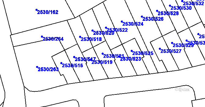 Parcela st. 2530/521 v KÚ Opava-Předměstí, Katastrální mapa