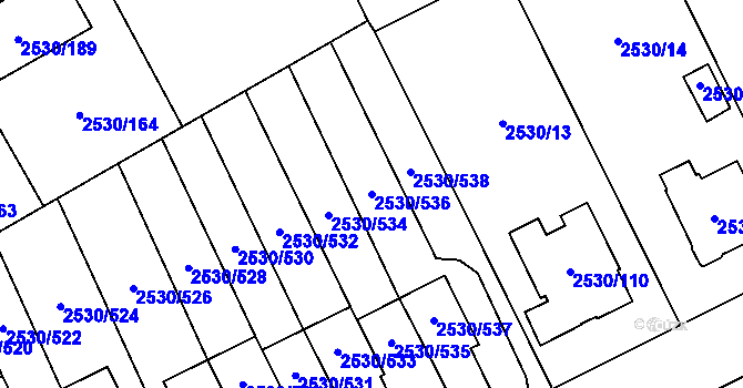 Parcela st. 2530/536 v KÚ Opava-Předměstí, Katastrální mapa