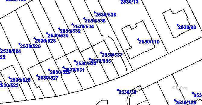 Parcela st. 2530/537 v KÚ Opava-Předměstí, Katastrální mapa