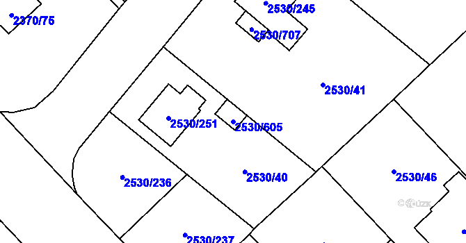 Parcela st. 2530/605 v KÚ Opava-Předměstí, Katastrální mapa