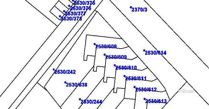 Parcela st. 2530/609 v KÚ Opava-Předměstí, Katastrální mapa