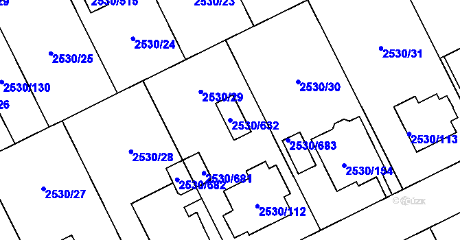 Parcela st. 2530/632 v KÚ Opava-Předměstí, Katastrální mapa
