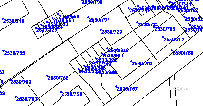 Parcela st. 2530/645 v KÚ Opava-Předměstí, Katastrální mapa