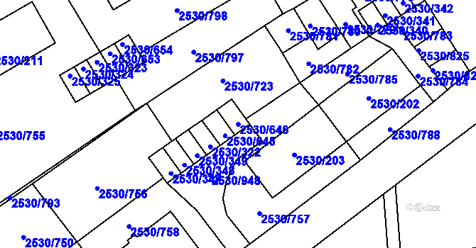 Parcela st. 2530/646 v KÚ Opava-Předměstí, Katastrální mapa