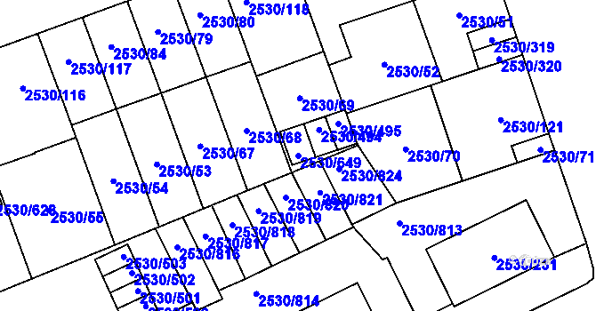 Parcela st. 2530/649 v KÚ Opava-Předměstí, Katastrální mapa