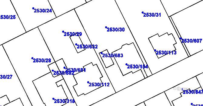 Parcela st. 2530/683 v KÚ Opava-Předměstí, Katastrální mapa