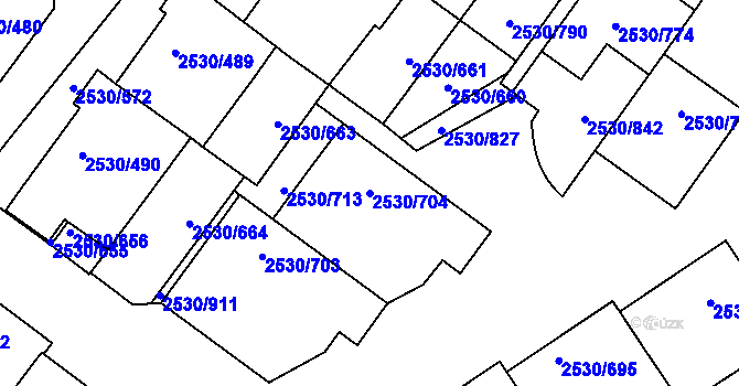 Parcela st. 2530/704 v KÚ Opava-Předměstí, Katastrální mapa