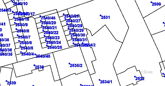 Parcela st. 2534/2 v KÚ Opava-Předměstí, Katastrální mapa