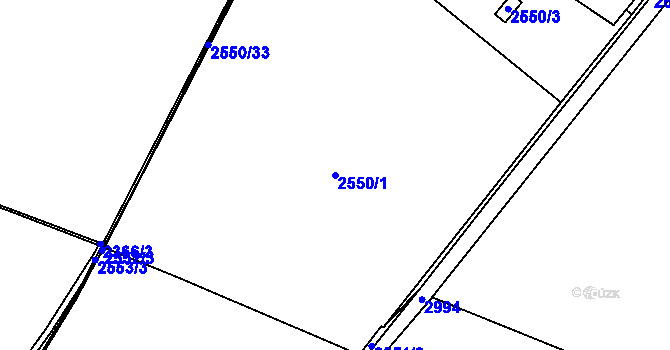 Parcela st. 2550/1 v KÚ Opava-Předměstí, Katastrální mapa
