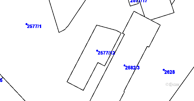 Parcela st. 2577/12 v KÚ Opava-Předměstí, Katastrální mapa