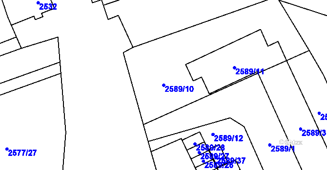 Parcela st. 2589/10 v KÚ Opava-Předměstí, Katastrální mapa