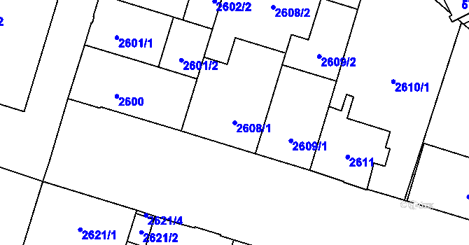 Parcela st. 2608/1 v KÚ Opava-Předměstí, Katastrální mapa